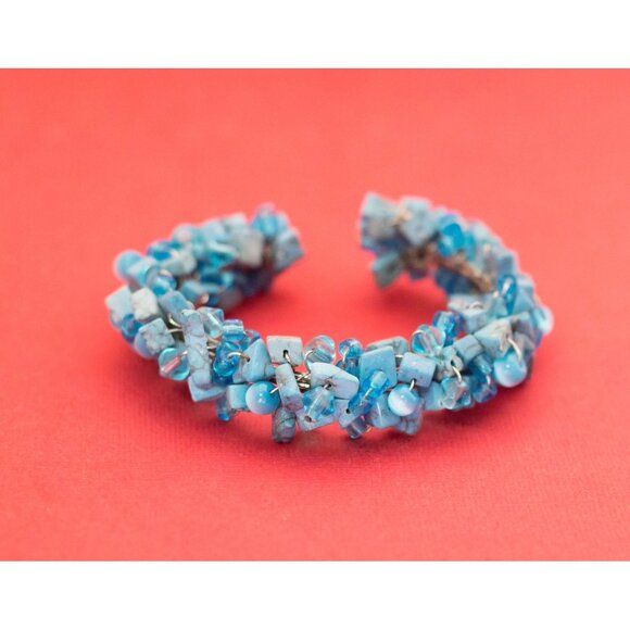 Oceanic Turquoise Gem Cuff Bracelet 7 Inches F12 - Picture 2 of 3